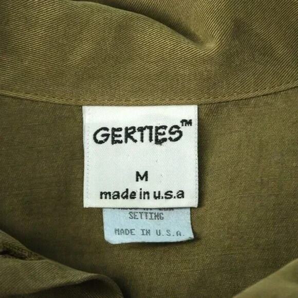 Gerties Size Medium M Green Collared Button Long Sleeve Boxy Artsy Lagenlook Top - Picture 3 of 5